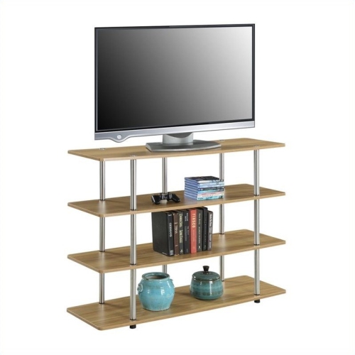 Designs2Go 47" 4 Tier XL Highboy TV Stand in Off White Light Oak