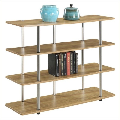 Designs2Go 47" 4 Tier XL Highboy TV Stand in Off White Light Oak