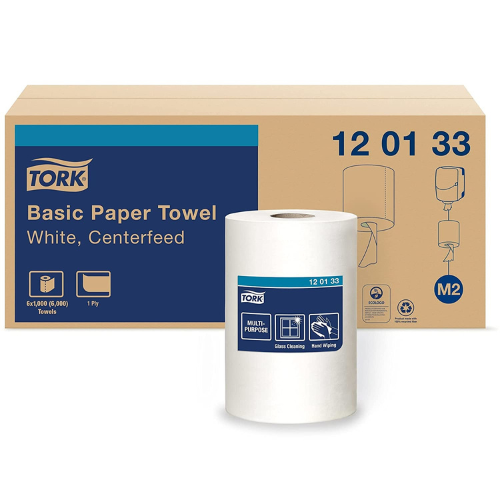 TORK  Sca Tissue Sca120133 1-Ply Center-Pull Towels - 8.25 X 12 In. - 1000 Per Roll & 6 Rolls Per Carton In White
