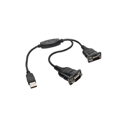 Tripp Lite 2-Port USB to DB9 Serial FTDI Adapter Cable with COM Retention, 6 ft
