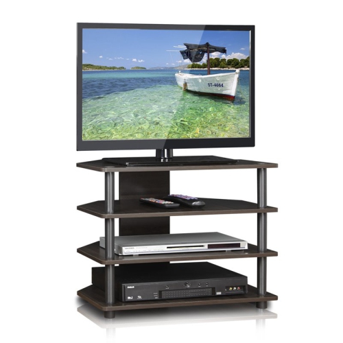 Furinno Turn-N-Tube Easy Assembly 3-Tier Petite TV Stand Espresso - 23.2 x 23.7 x 14.6 in.