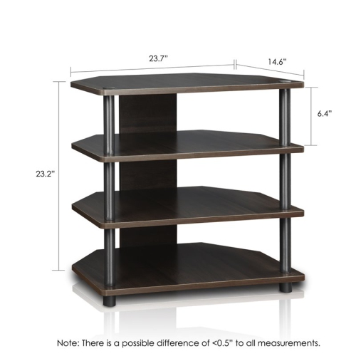 Furinno Turn-N-Tube Easy Assembly 3-Tier Petite TV Stand Espresso - 23.2 x 23.7 x 14.6 in.