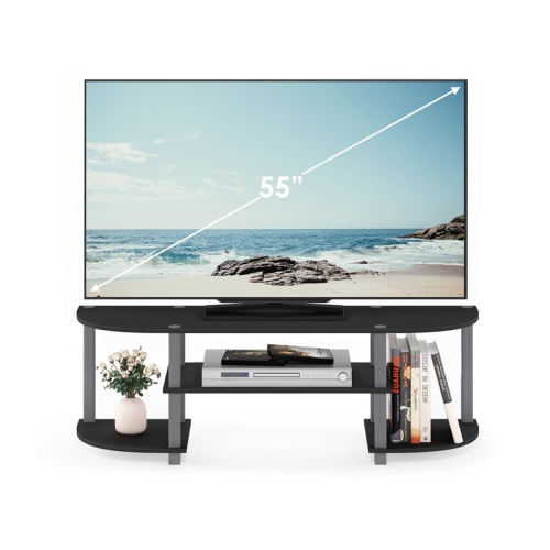 Furinno Turn-S-Tube Wide TV Entertainment Center Black & Grey - 15.9 x 47.25 x 13.4 in.