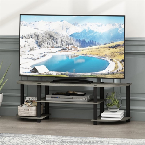 Furinno Turn-S-Tube Wide TV Entertainment Center Oak Grey & Black - 15.9 x 47.25 x 13.4 in.