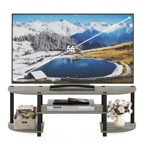 Furinno Turn-S-Tube Wide TV Entertainment Center Oak Grey & Black - 15.9 x 47.25 x 13.4 in.