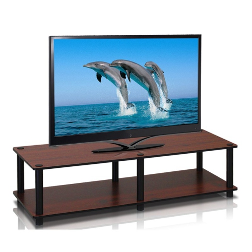 FURINNO  Just No Tools Wide Tv Stand Dark Cherry With Tube - 10.9 X 41.3 X 15.6 In Black