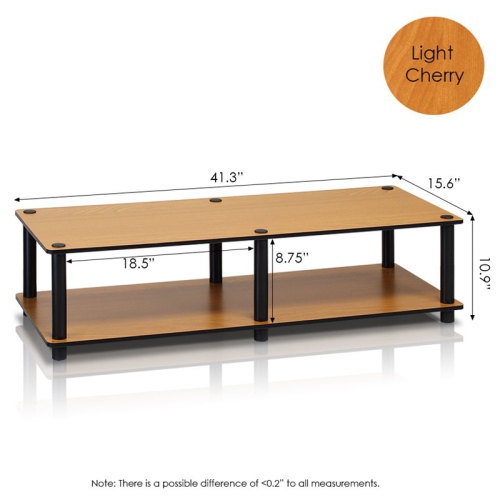 Furinno Just No Tools Wide TV Stand Light Cherry with Black Tube - 10.9 x 41.3 x 15.6 in.