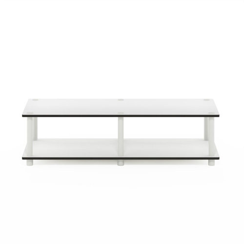 Furinno Just No Tools Wide TV Stand White Finish with White Tube - 10.9 x 41.3 x 15.6 in.