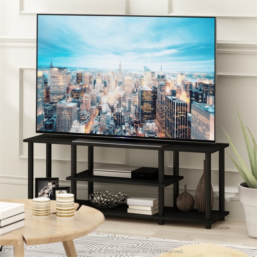 Furinno Turn-N-Tube No Tools 3D 3-Tier Entertainment TV Stands Black - 16.2 x 43.8 x 11.7 in.