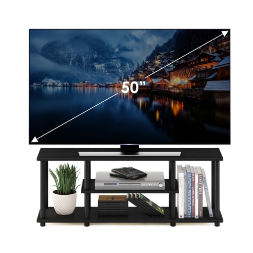 Furinno Turn-N-Tube No Tools 3D 3-Tier Entertainment TV Stands Black - 16.2 x 43.8 x 11.7 in.