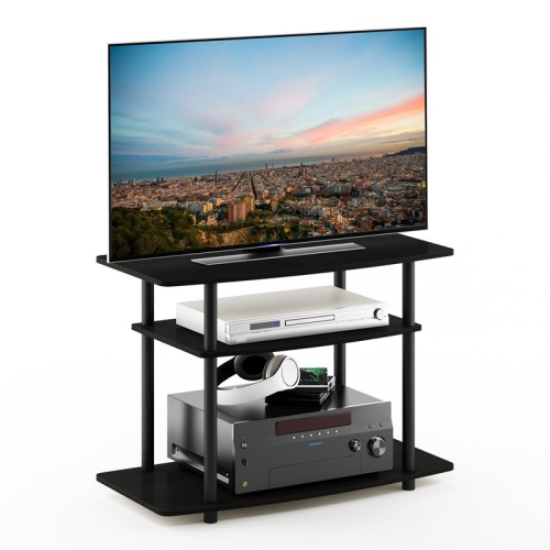 Furinno Turn-N-Tube No Tools 3-Tier TV Stands Espresso & Black - 23.3 x 31.5 x 15.8 in.