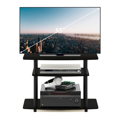 Furinno Turn-N-Tube No Tools 3-Tier TV Stands Espresso & Black - 23.3 x 31.5 x 15.8 in.