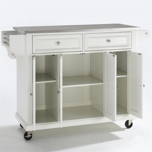 CROSLEY FURNITURE  Kf30002Ewh Stainless Steel Top Kitchen Cart-Island In Finish In White