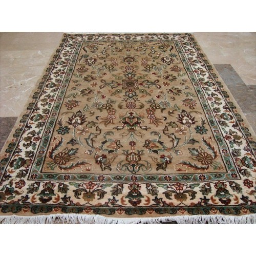 Exclusive Ivory Medallion Flowers Lovely Area Rug Hand Knotted Wool Silk Carpet'