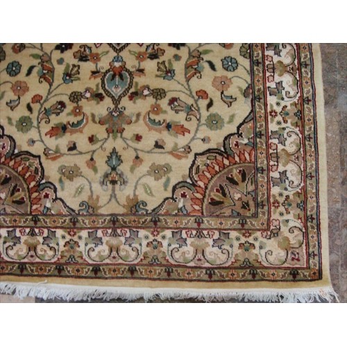 Awesome Ivory Medallion Flowers Lovely Area Rug Hand Knotted Wool Silk Carpet'