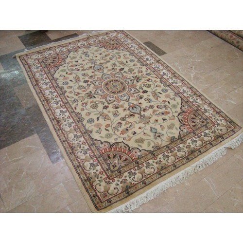 Awesome Ivory Medallion Flowers Lovely Area Rug Hand Knotted Wool Silk Carpet'