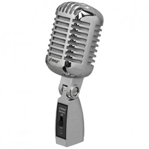 Pyle PYLPDMICR68SL Classic Die-Cast Metal Retro-Style Dynamic Vocal Microphone - Silver