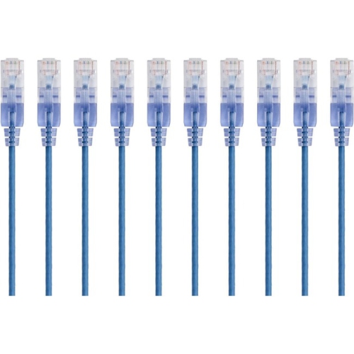 MONOPRICE INC  Slimrun 5 Ft. 10 Pack Cat 6 Amps Ethernet Network Patch Cable In Blue