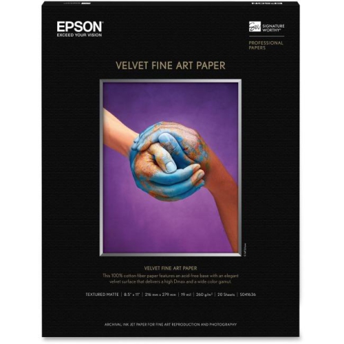 EPSON AMERICA S041636 VELVET FINE ART PAPER 8.5 Inch X 11 Inch