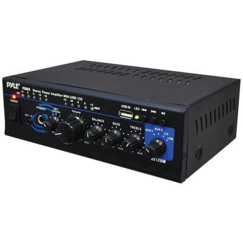 PyleHome PTAU45 Mini 2x120 Watt Stereo Power Amplifier with USB-CD-AUX Inputs