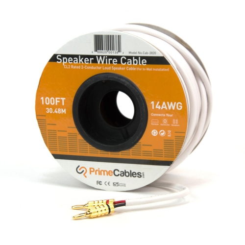 Monoprice 2820 100ft 14AWG CL2 Rated 2-Conductor Loud Speaker Cable For In-Wall Installation