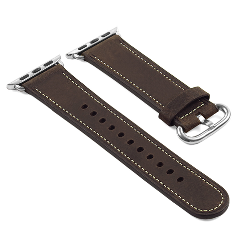 STRAPSCO  Dassari Genuine Italian Vintage Leather Strap for 38MM Apple Watch Band In In Brown