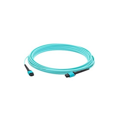 AddOn 10m MPO to MPO (Male) 12-strand Aqua OM3 Straight Fiber OFNR (Riser-Rated) Patch Cable