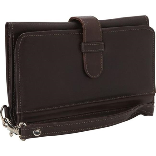 PIEL LEATHER  3088 - Chc Card Case & Phone Wristlet - Chocolate In Multicolor
