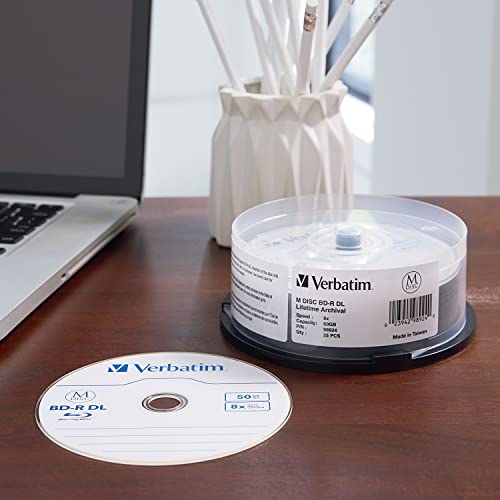 Verbatim 98924 M-Disc BD-R DL 50GB 6X with Branded Surface 25 Disc Spindle