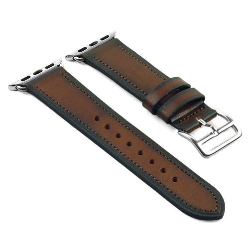 STRAPSCO  Dassari Distressed Vintage Leather Strap for 38MM Apple Watch In W/ Hermes Style Buckle In Brown
