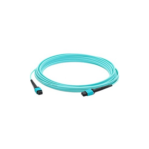 ADDON  25M Mpo (Female) to Mpo (Female) 12-Strand Aqua Om4 Crossover Fiber Ofnr (Riser-Rated) Patch Cable