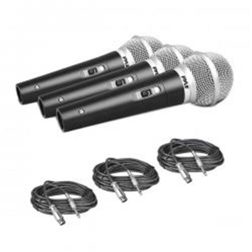 PYLE  Pdmickt34 Dynamic Microphone Kit 3 Professional Handheld Mics & Xlr Audio Cables