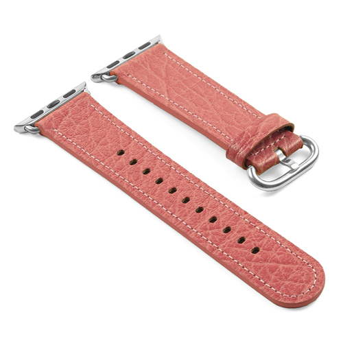 STRAPSCO  Dassari Textured Finish Leather Strap Band for 42MM Apple Watch In In Pink