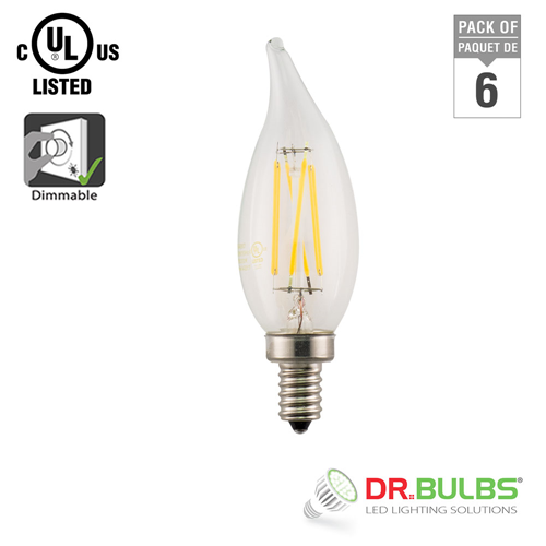 Dr. Bulbs Filament Candelabra LED Bulb - 2 Year Warranty - Free Shipping