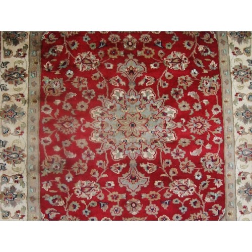 Ahmedani Exclusive Floral Lovely Rare Hand Knotted Rug Wool Silk Carpet 6.0' x 4.1' Area Rug - Red