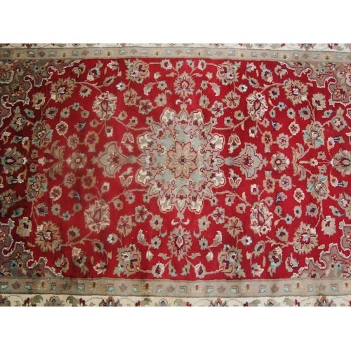 Ahmedani Exclusive Floral Lovely Rare Hand Knotted Rug Wool Silk Carpet 6.0' x 4.1' Area Rug - Red