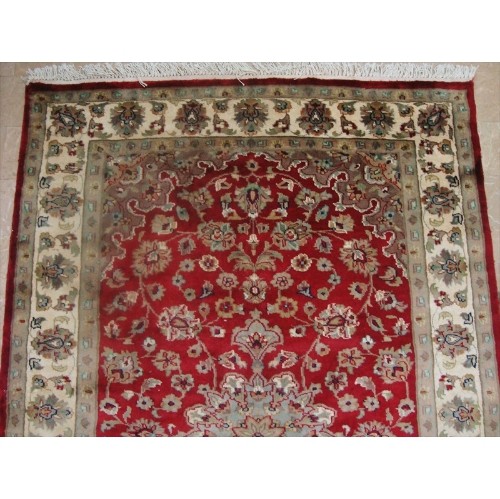 Ahmedani Exclusive Floral Lovely Rare Hand Knotted Rug Wool Silk Carpet 6.0' x 4.1' Area Rug - Red