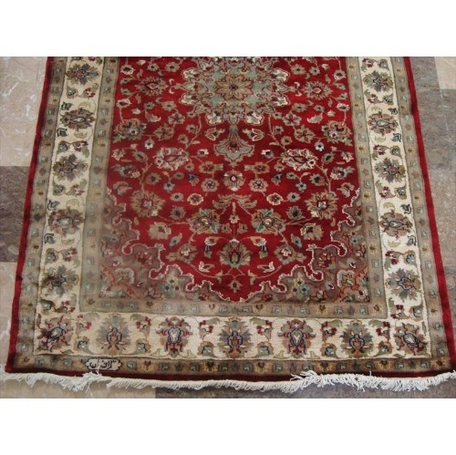 Ahmedani Exclusive Floral Lovely Rare Hand Knotted Rug Wool Silk Carpet 6.0' x 4.1' Area Rug - Red