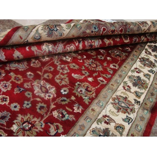 Ahmedani Exclusive Floral Lovely Rare Hand Knotted Rug Wool Silk Carpet 6.0' x 4.1' Area Rug - Red