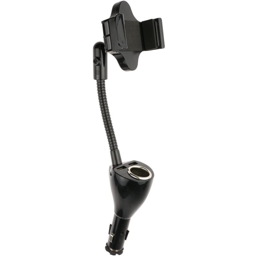 Armor All AMP3-0119-BLK Flexible Power Goose Neck Phone Mount DC with 2.1 amp Dual USB Ports Black