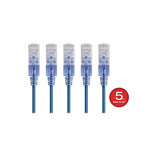 MONOPRICE INC  Slimrun 7 Ft. 5 Pack Cat 6 Amps Ethernet Network Patch Cable In Blue
