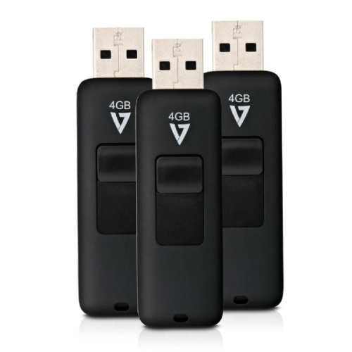 V7 Memory VF24GAR-3PK-3N 4GB - USB 2.0 Flash Drive Black