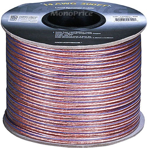 MONOPRICE INC  Monoprice 2792 300Ft 14Awg Enhanced Loud Oxygen-Free Copper Speaker Wire Cable I have no way to test the quality, but I was able to cut the wire, strip the ends, connect the speakers and everything works