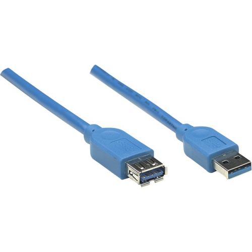 Manhattan SuperSpeed USB 3.0 A Male/A Female Extension Cable, 10 ft, Blue