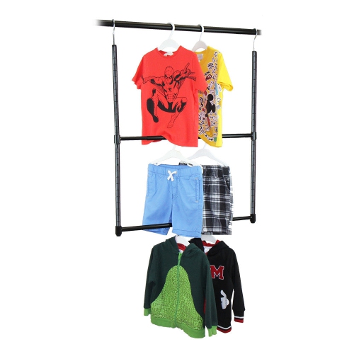 Oceanstar Design Group ACR1545B 2-Tier Portable Adjustable Closet Hanger Rod Black