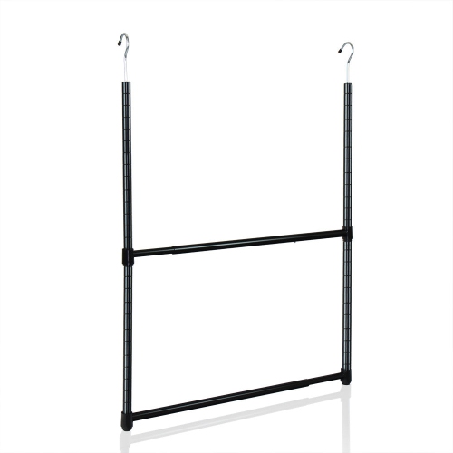 Oceanstar Design Group ACR1545B 2-Tier Portable Adjustable Closet Hanger Rod Black