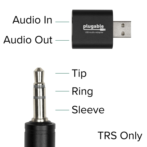 Plugable USB Audio Adapter with 3.5mm Speaker-Headphone and Microphone Jack, Add an External Stereo Sound Card to Any PC,...