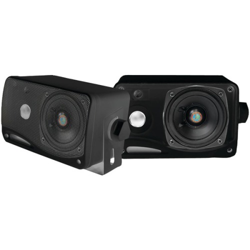 SOUND AROUND-PYLE INDUSTRIES PLMR24B 3.5 in. 200 Watt 3-Way Weather Proof Mini Box Speaker System - Black