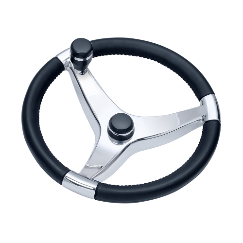 SCHMITT & ONGARO  Marine 7241321Fgk Schmitt Evo Pro 316 Cast Stainless Steel Steering Wheel With Control Knob - 13.5 Diameter