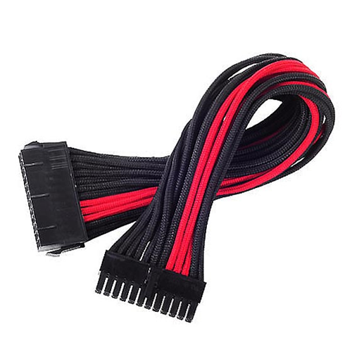 Silver Stone Technologies PP07-MBBR 24 Pin 300 mm Power Cable Extender - Black with Red